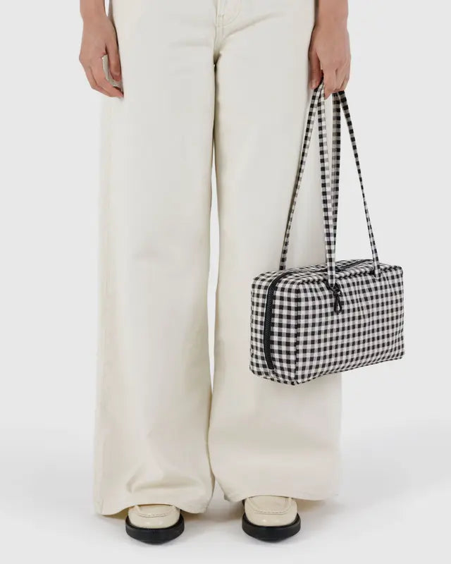 BAGGU Nylon Bowler Bag - Black & White Gingham