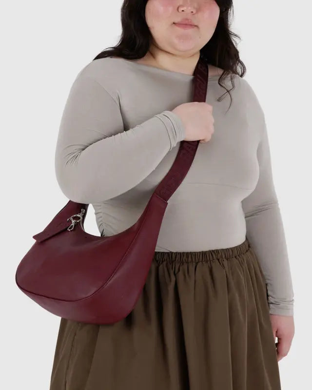 BAGGU Medium Recycled Leather Crescent Bag - Mahogany
