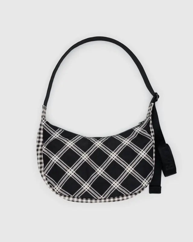 BAGGU Medium Nylon Crescent Bag - Mixed Plaid
