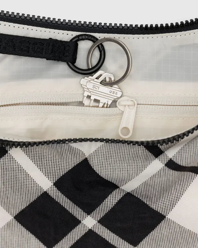 BAGGU Medium Nylon Crescent Bag - Mixed Plaid