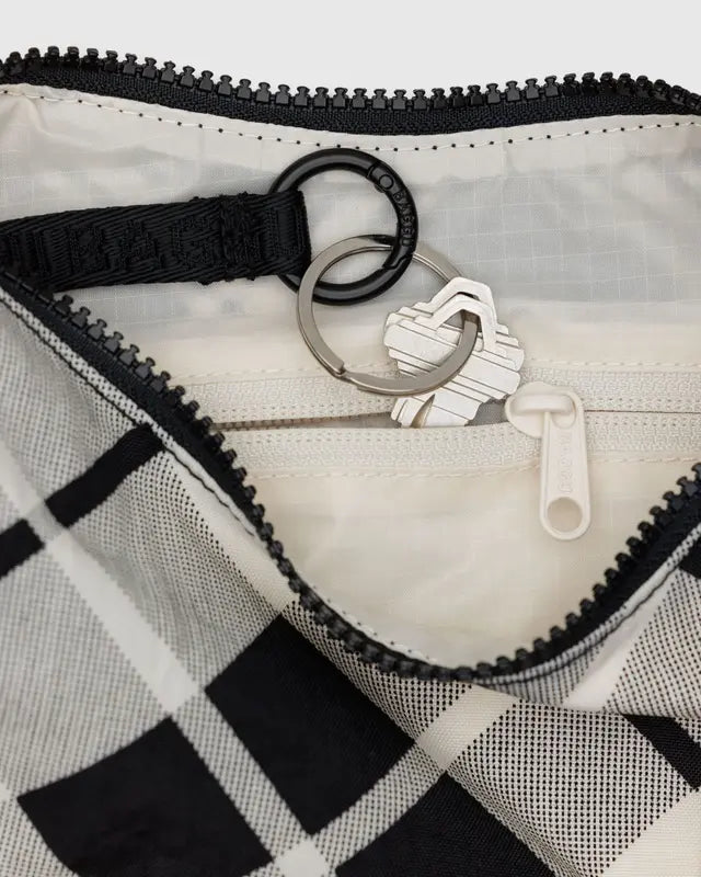 BAGGU Small Nylon Crescent Bag - Mixed Plaid