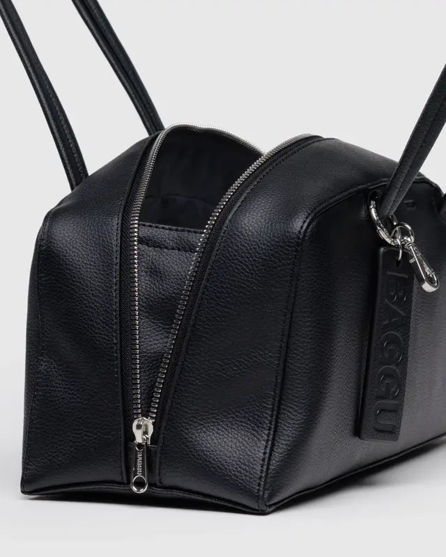 BAGGU Recycled Leather Bowler Bag - Black