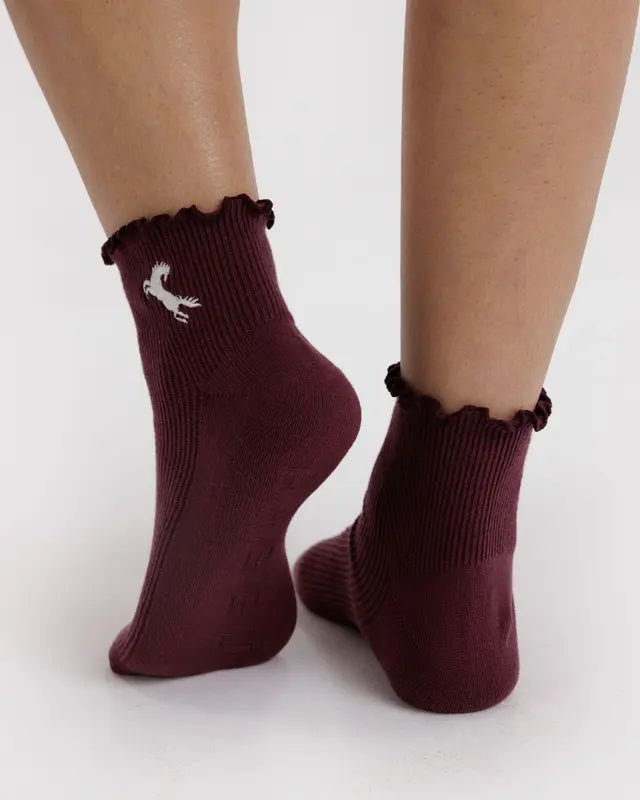 BAGGU Lettuce Edge Sock Set of 2 - Mahogany & Navy Icons