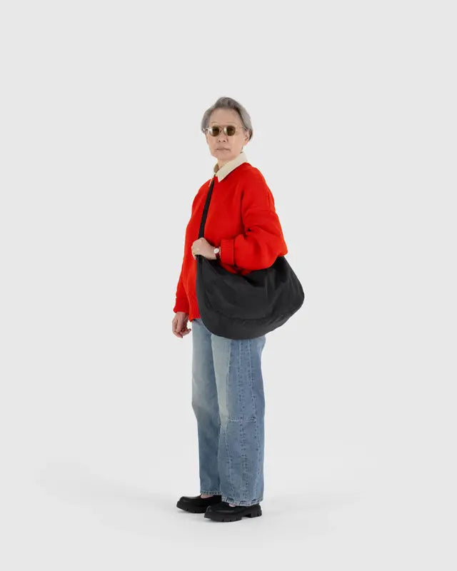 BAGGU Large Nylon Crescent Bag - Black