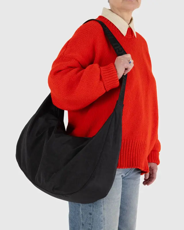 BAGGU Large Nylon Crescent Bag - Black