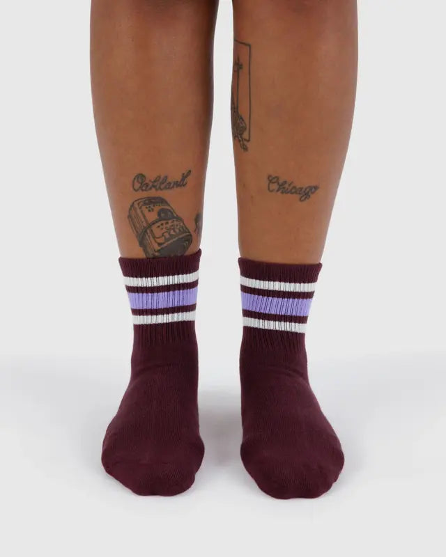 BAGGU Ribbed Sock - Mahogany Stripe