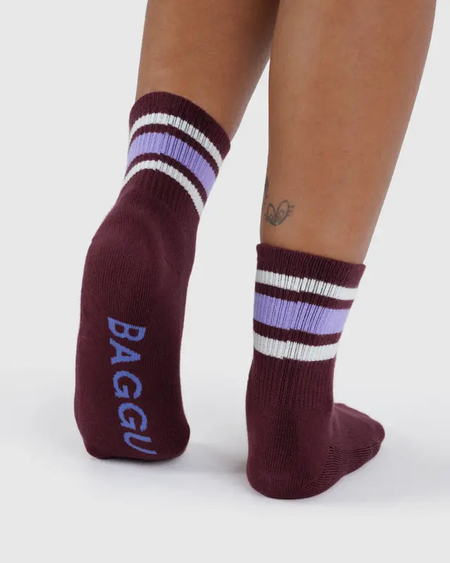 BAGGU Ribbed Sock - Mahogany Stripe