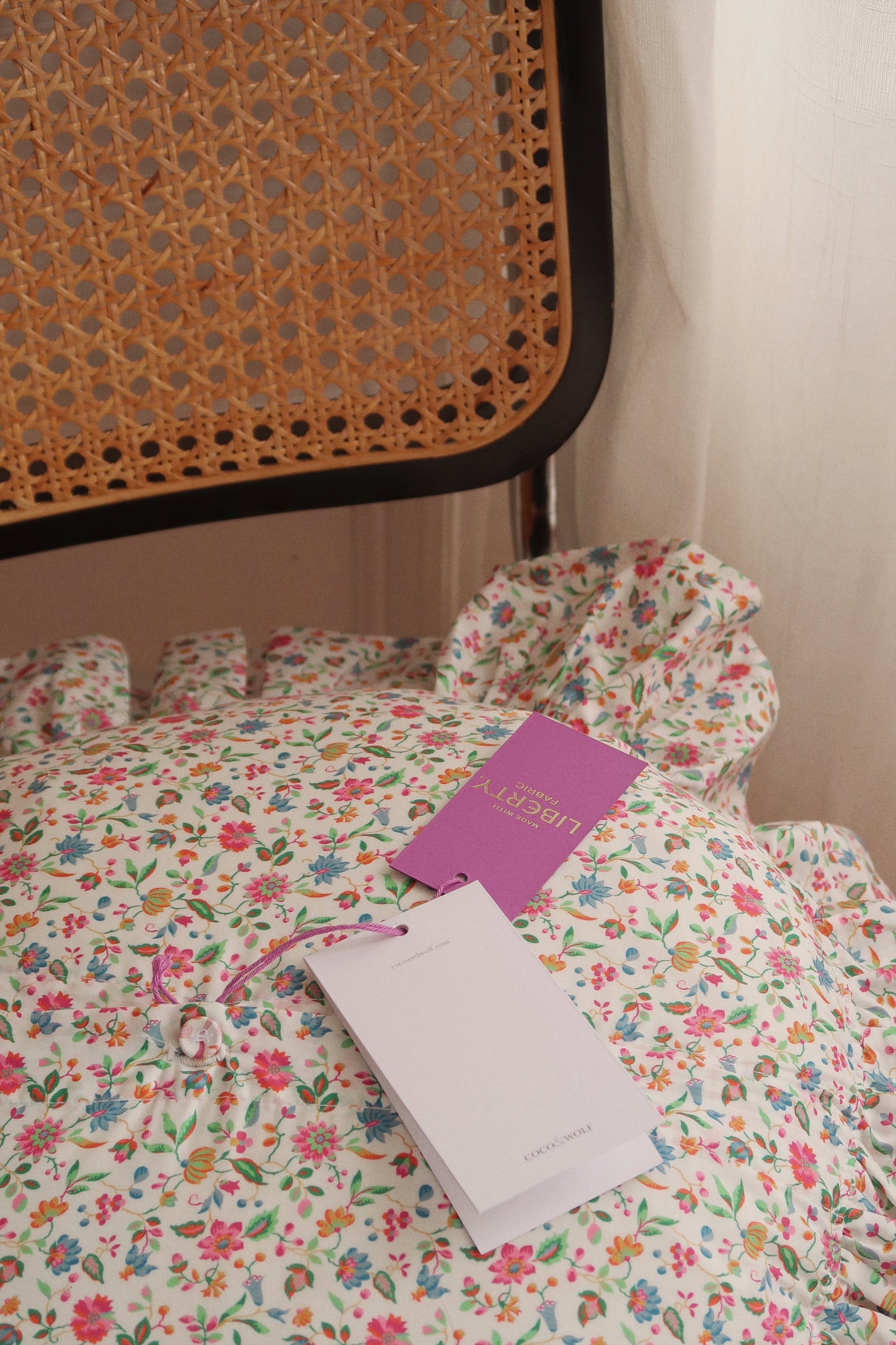 Coco & Wolf Ruffle Edge Cushion Made With Floral Liberty Fabric Luna Belle