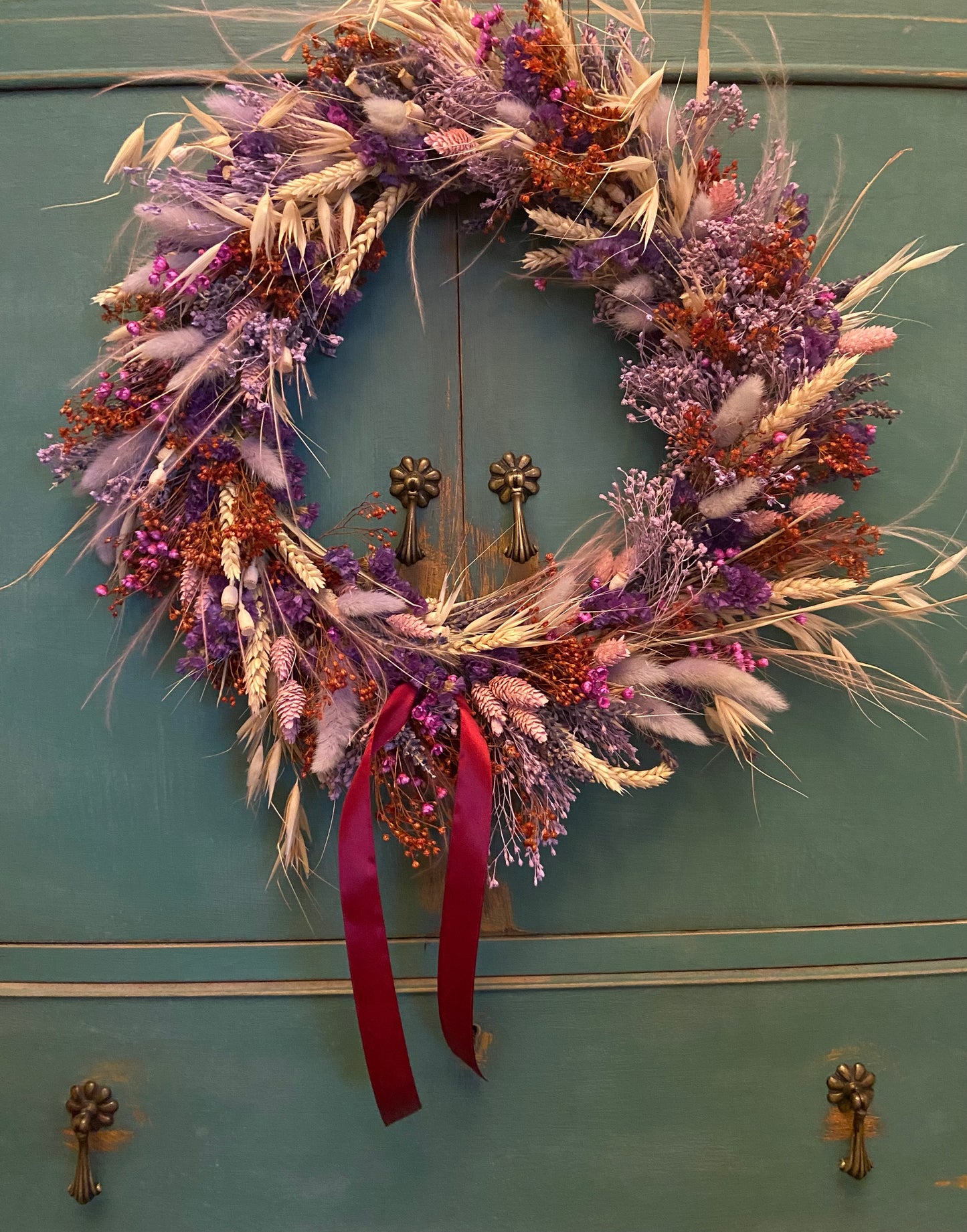 Modern Christmas Door Wreath - Purple Crush