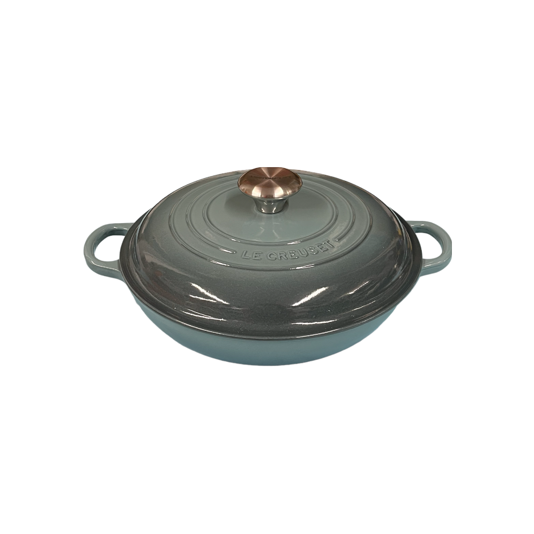 le creuset cast iron classic shallow casserole in ocean