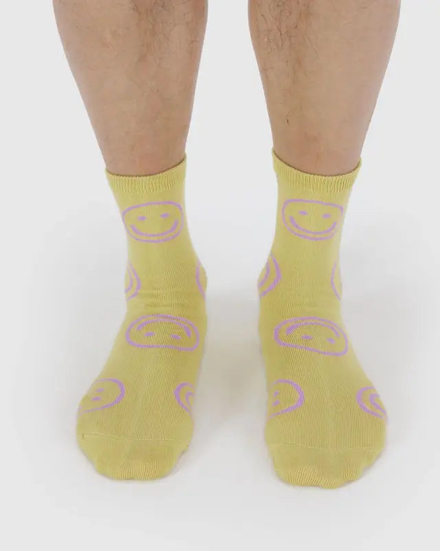BAGGU Adult Crew Sock- Straw Happy