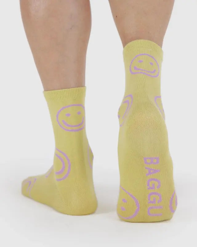 BAGGU Adult Crew Sock- Straw Happy