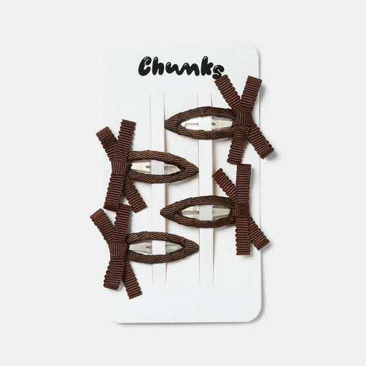 CHUNKS Bow Snap Clips in Chocolate