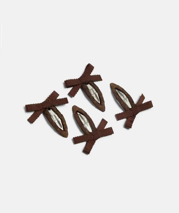 CHUNKS Bow Snap Clips in Chocolate