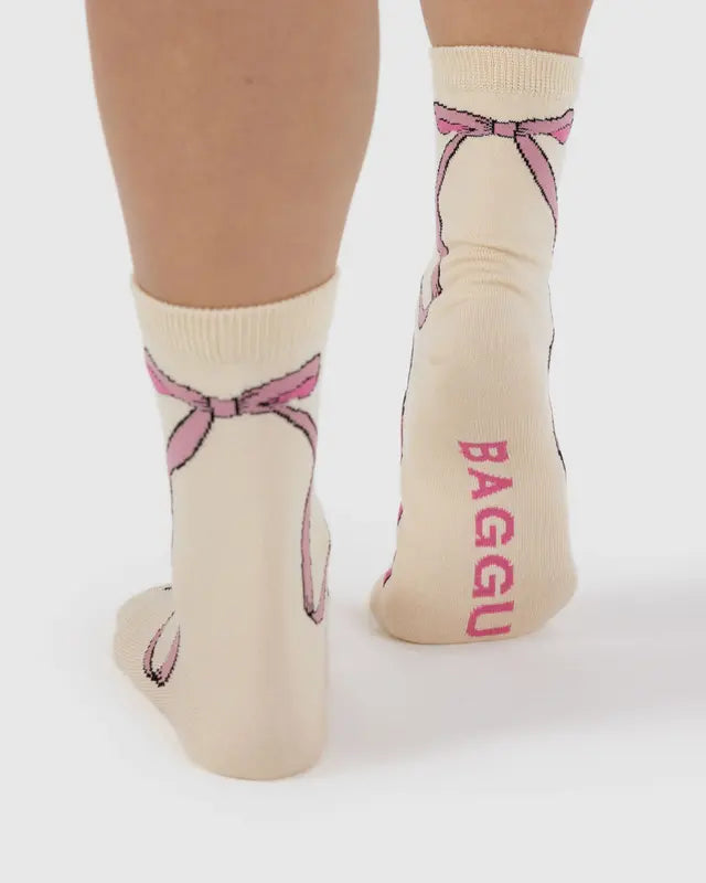 BAGGU BAGGU Adult Crew Sock - Pink Bow