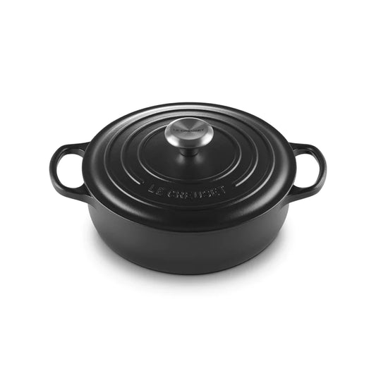 Le Creuset 24cm Cast Iron Sauteuse in Satin Black with black interior