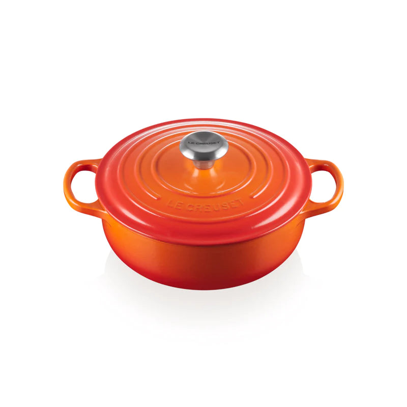 le creuset 24cm cast iron round sauteuse in volcanic