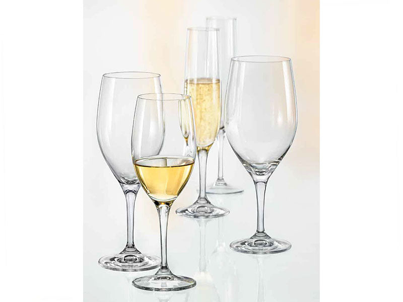 crystalex wine glass with white wine 