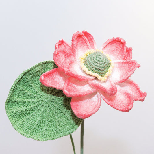 handmade crochet pink lotus flower