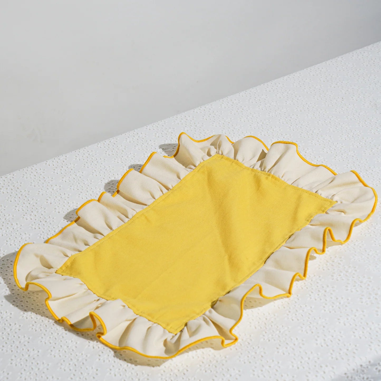 Mesa Collections Ruffled Placemat Butter Yellow & Cream - Set of 2