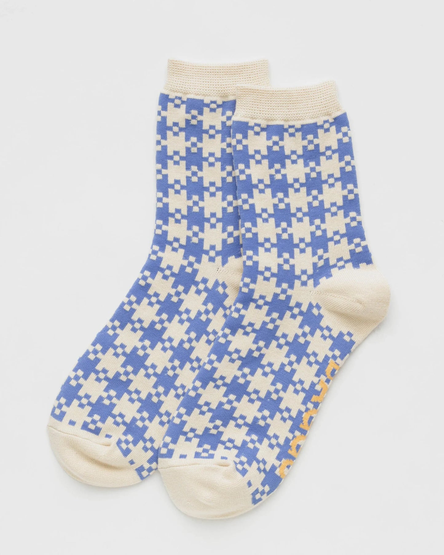 BAGGU Adult Crew Sock - Blue Pixel Gingham