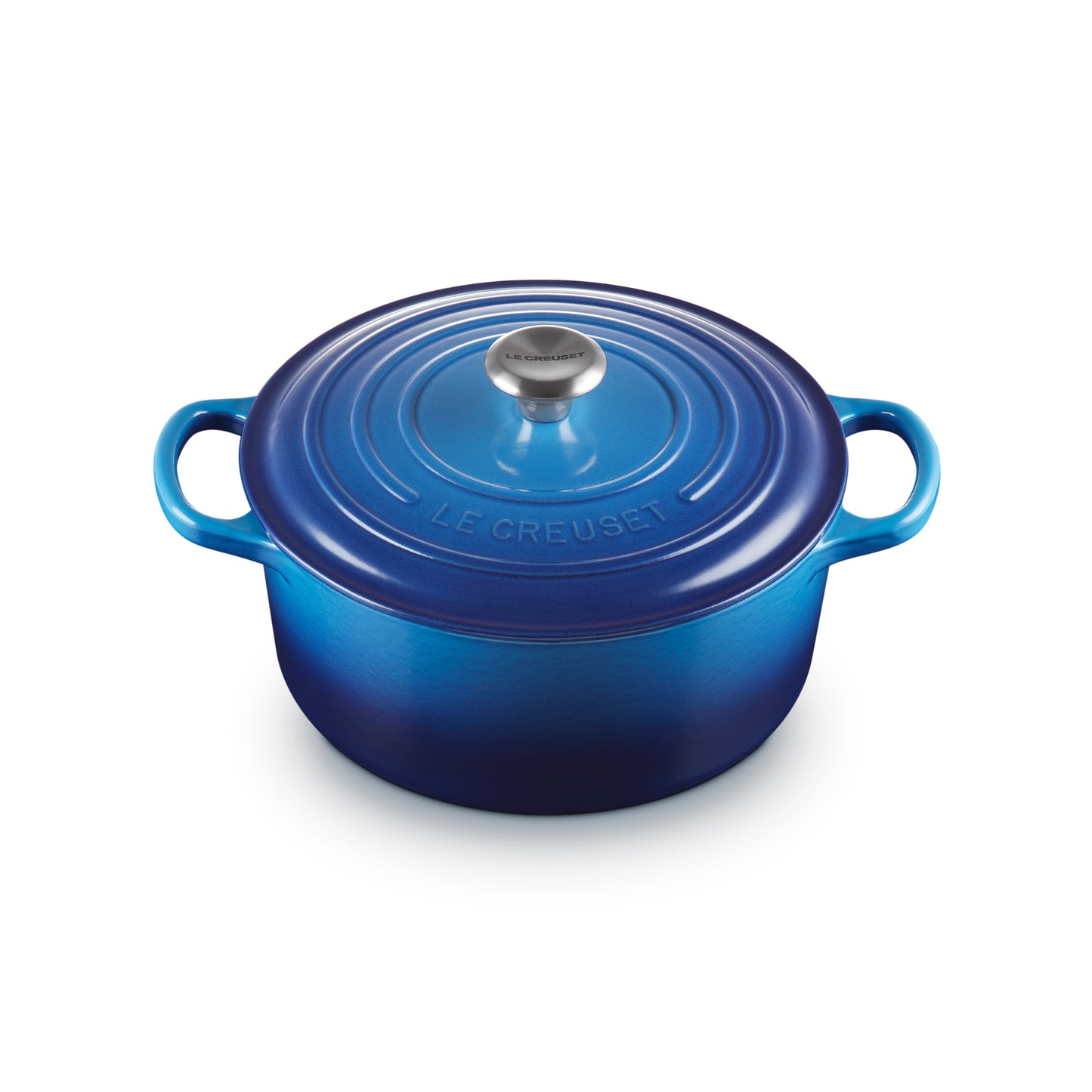 Le Creuset Signature Cast Iron Round Casserole 24cm Azure Blue