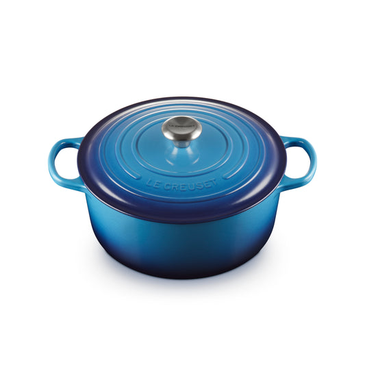 Le Creuset Signature Cast Iron Round Casserole 20cm Azure Blue