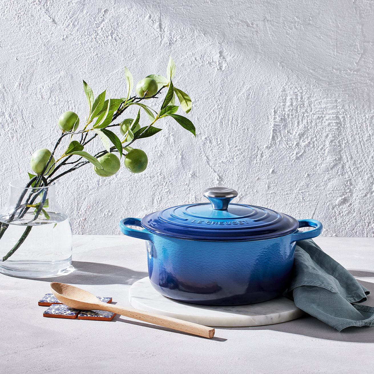 Le Creuset Signature Cast Iron Round Casserole 20cm Azure Blue