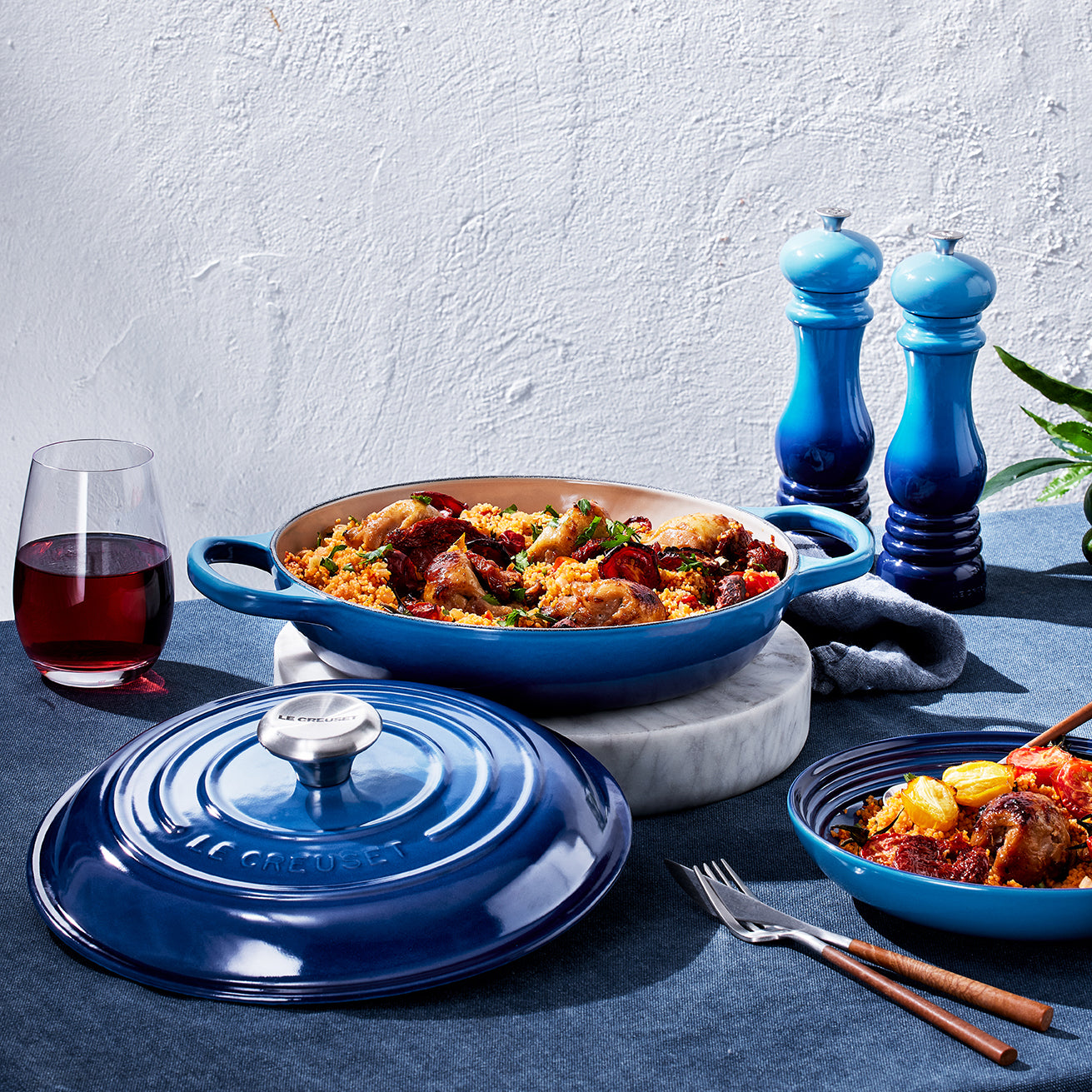 Le Creuset Signature Cast Iron Shallow Casserole 30cm Azure Blue