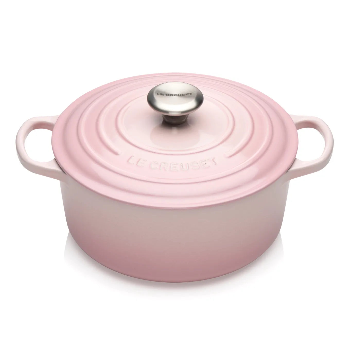 shell pink le creuset casserole cast iron dish
