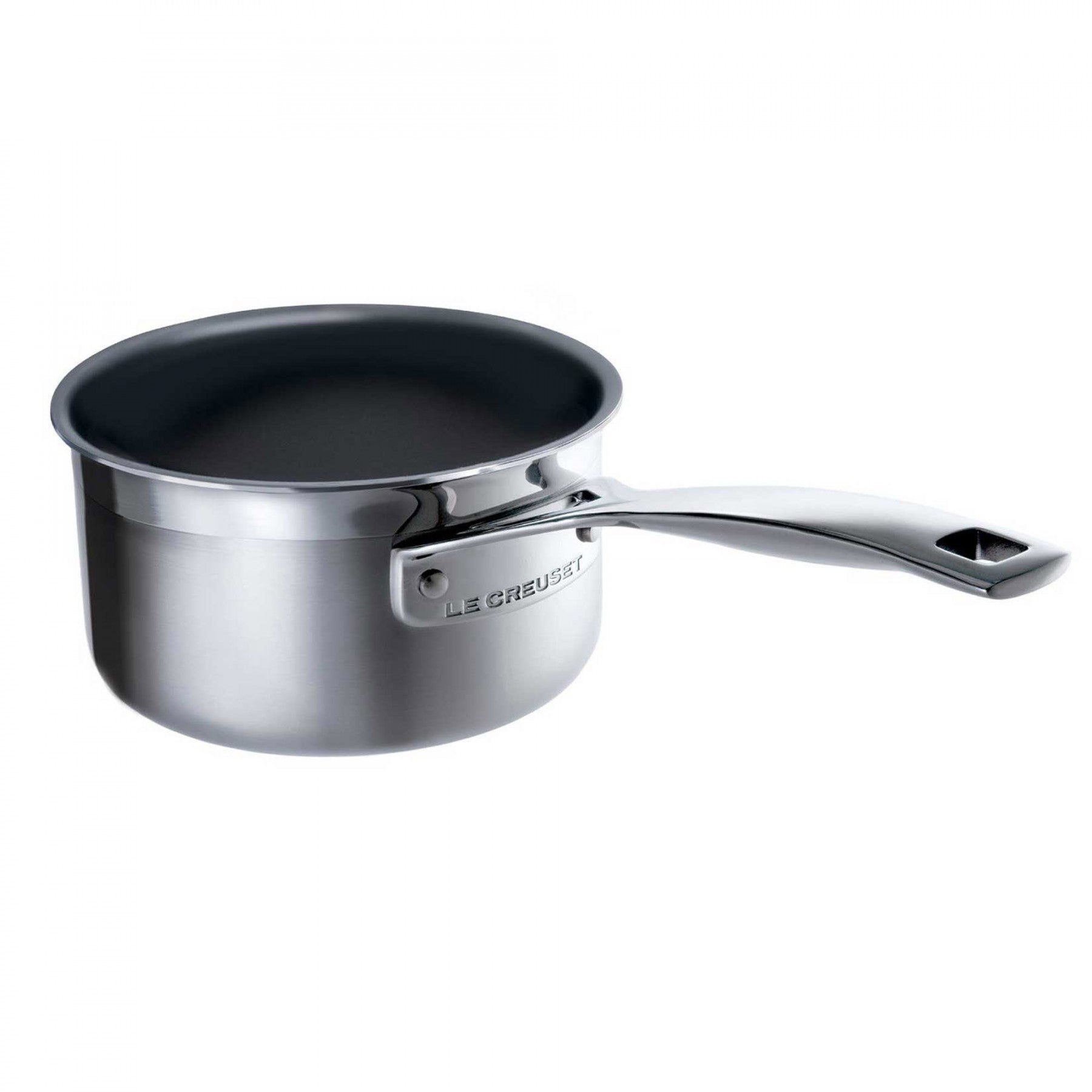 The stainless steel Le Creuset milk pan with non stick lining