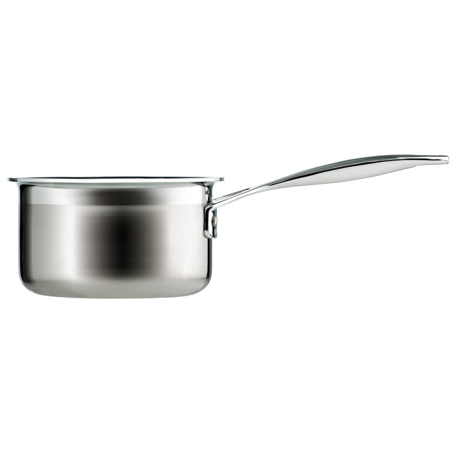 A side view of the Le Crueset milk pan