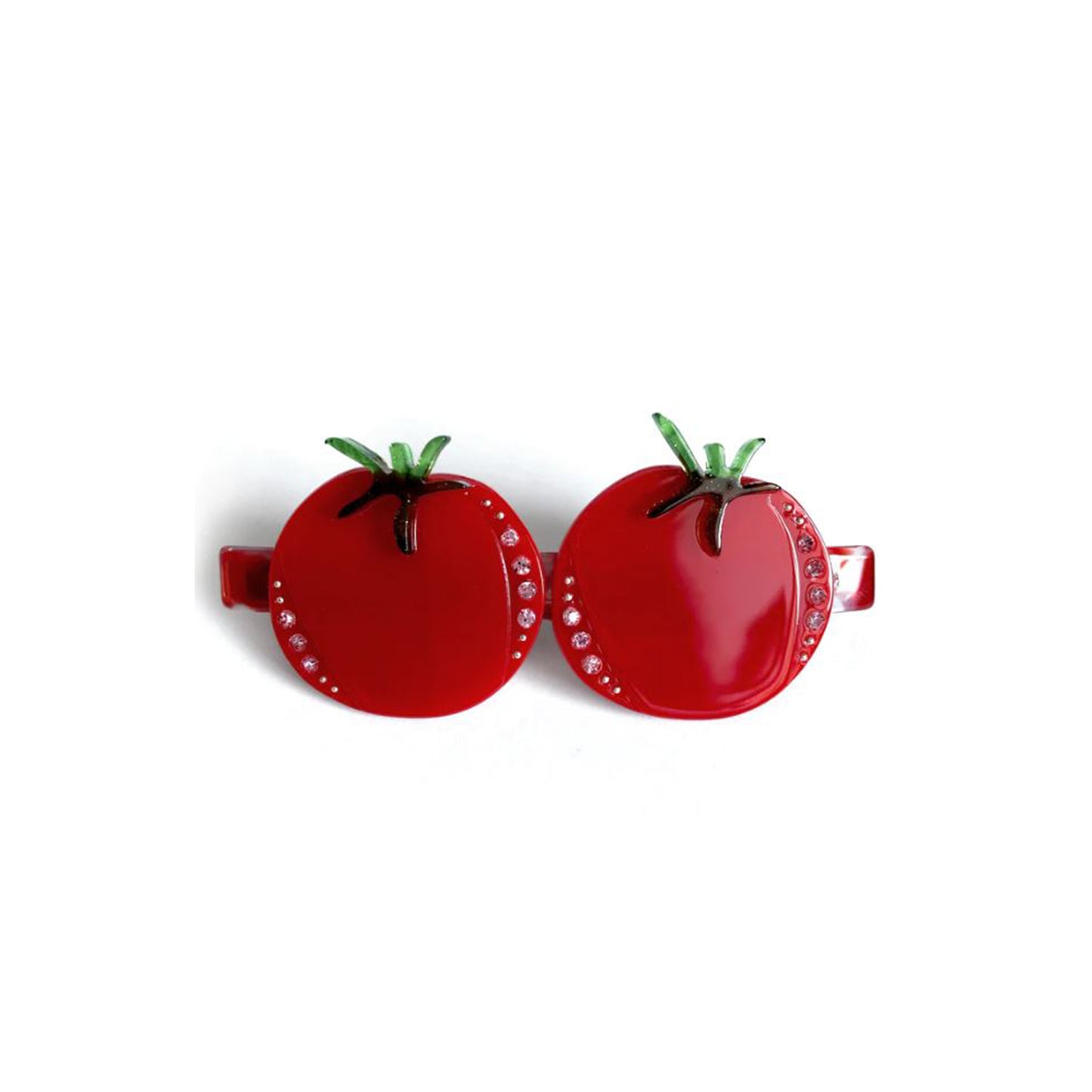 red tomato hair barette on a white background