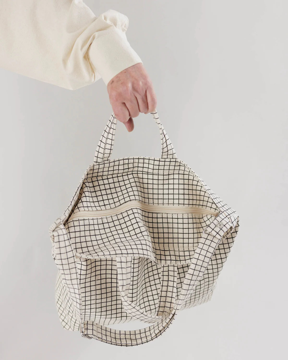 BAGGU Horizontal Zip Duck Bag  - Natural Grid