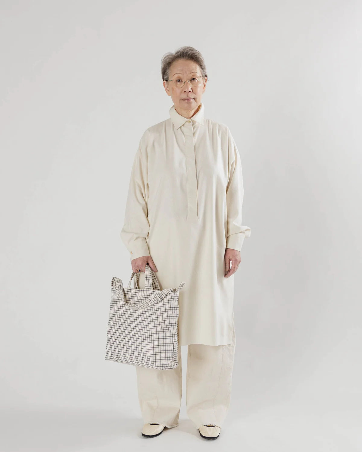 BAGGU Horizontal Zip Duck Bag - Natural Grid