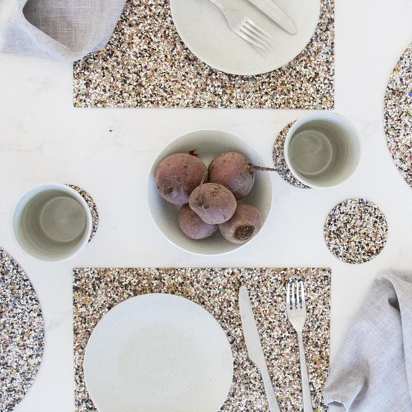 the placemats being used on a dining table