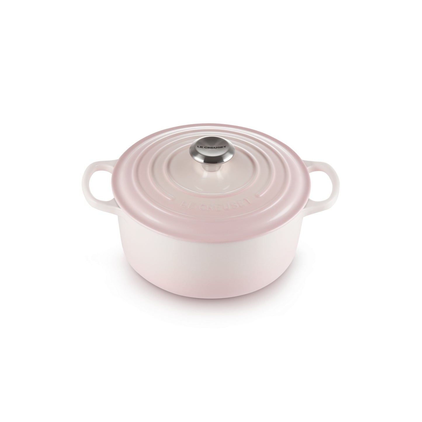 Le Creuset Cast Iron Signature Round Casserole in Shell Pink 20cm/24cm