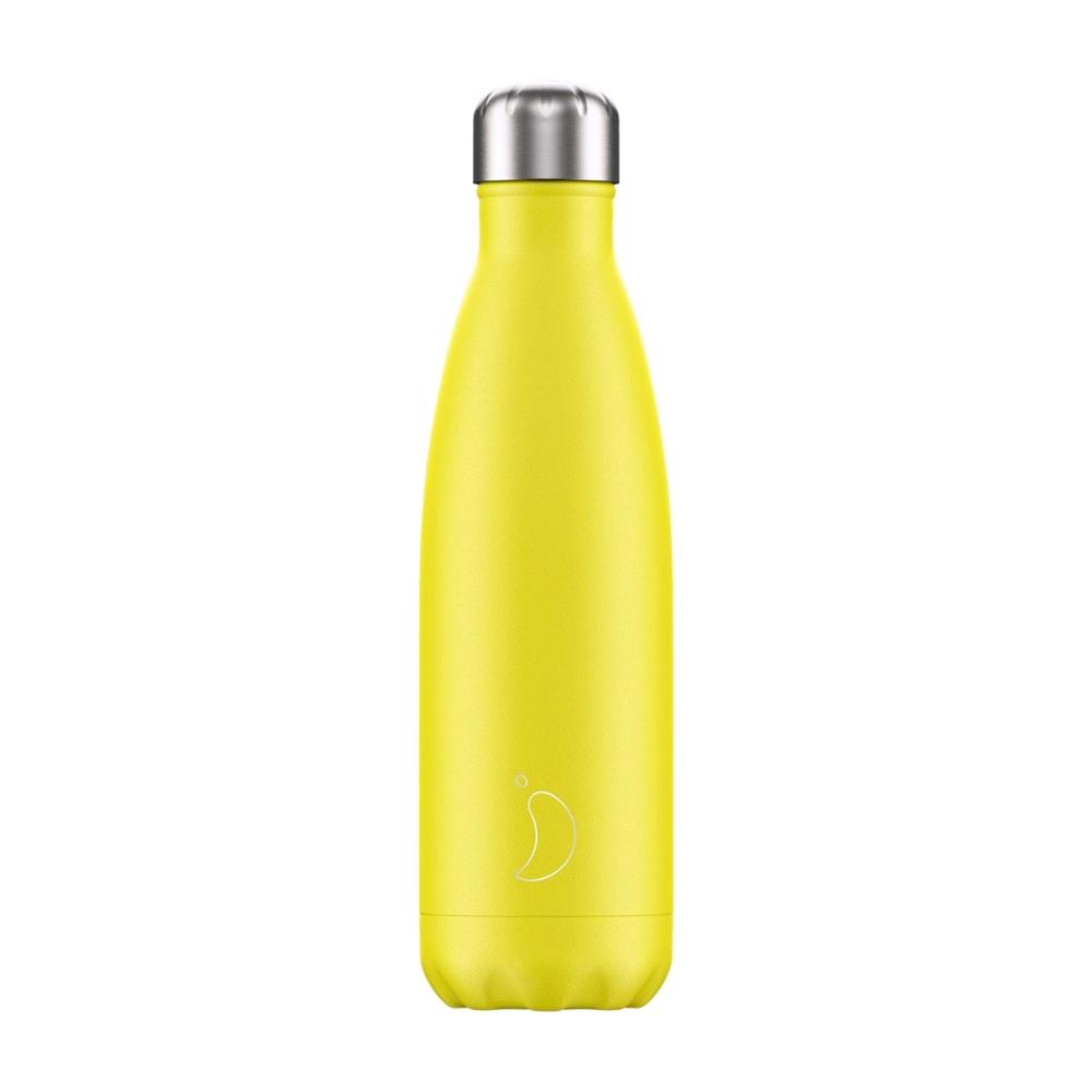 Matte neon yellow travel drinking bottle