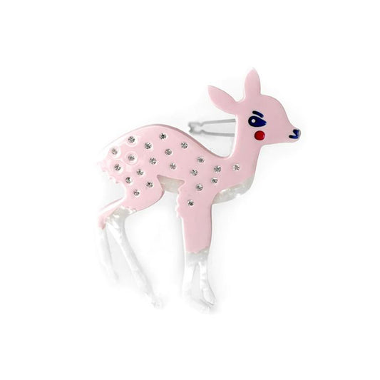 pale pink deer hair clip with diamontes on a white background