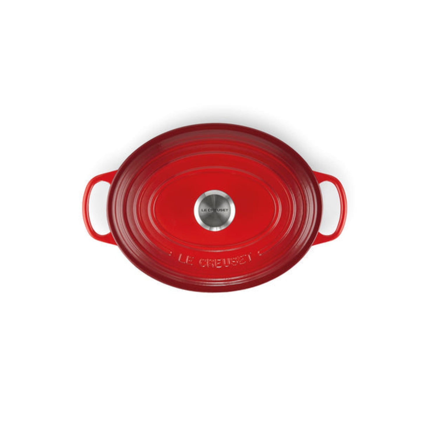 a shot of the pot from above, showing off it's stainless steel handle