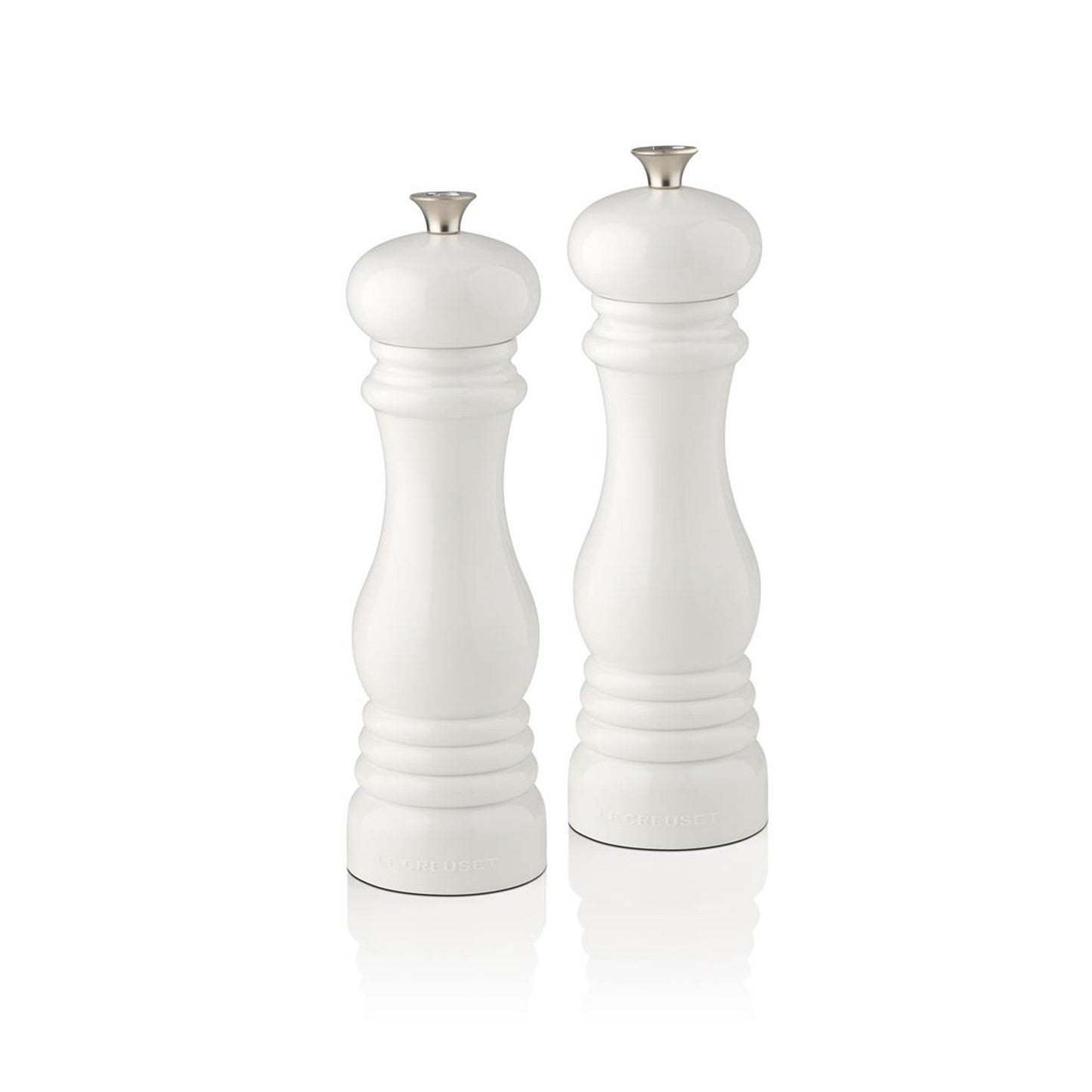 white salt and pepper mills