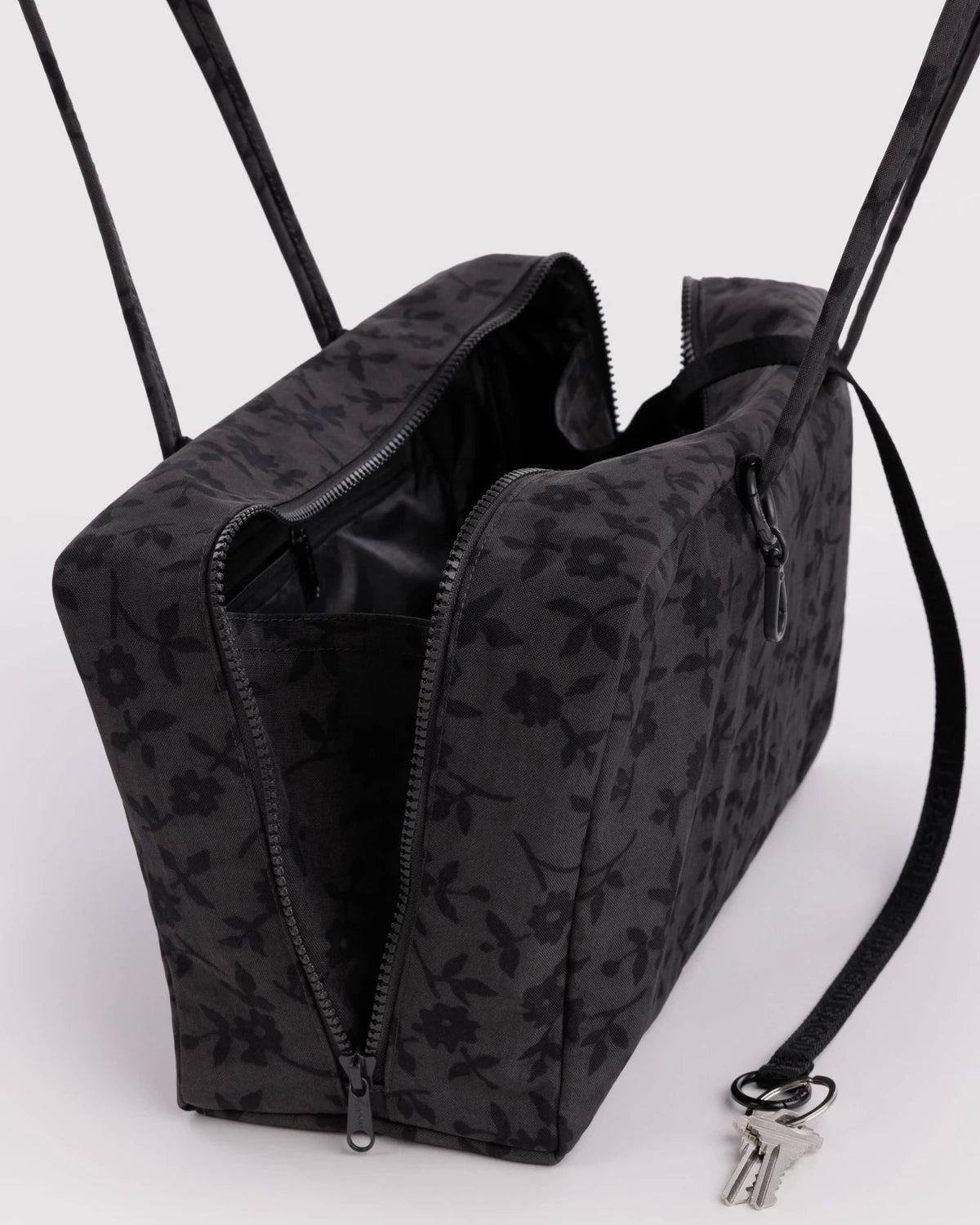 BAGGU Medium Nylon Bowler Bag - Charcoal Ditsy Floral
