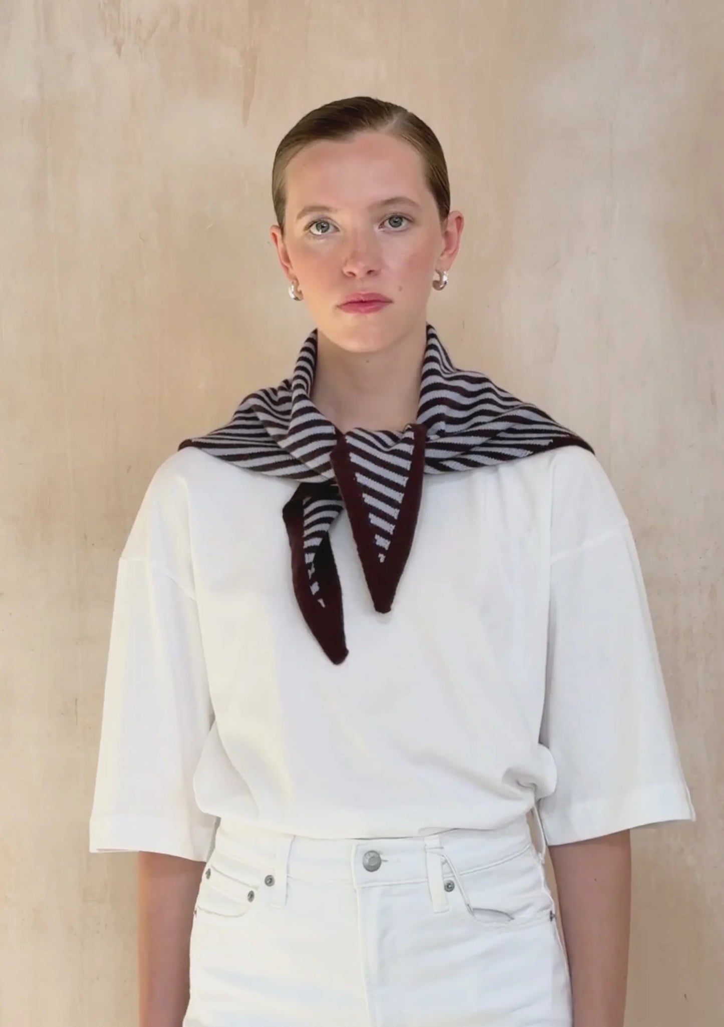 TBCO Merino Wool Scarf - Blue and Brown Stripe