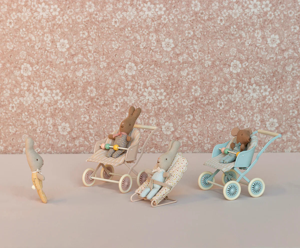 Maileg Blue Stroller Baby Mouse