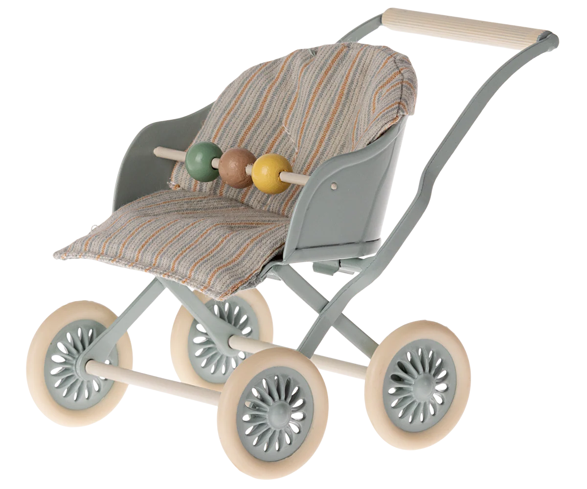 Maileg Blue Stroller Baby Mouse