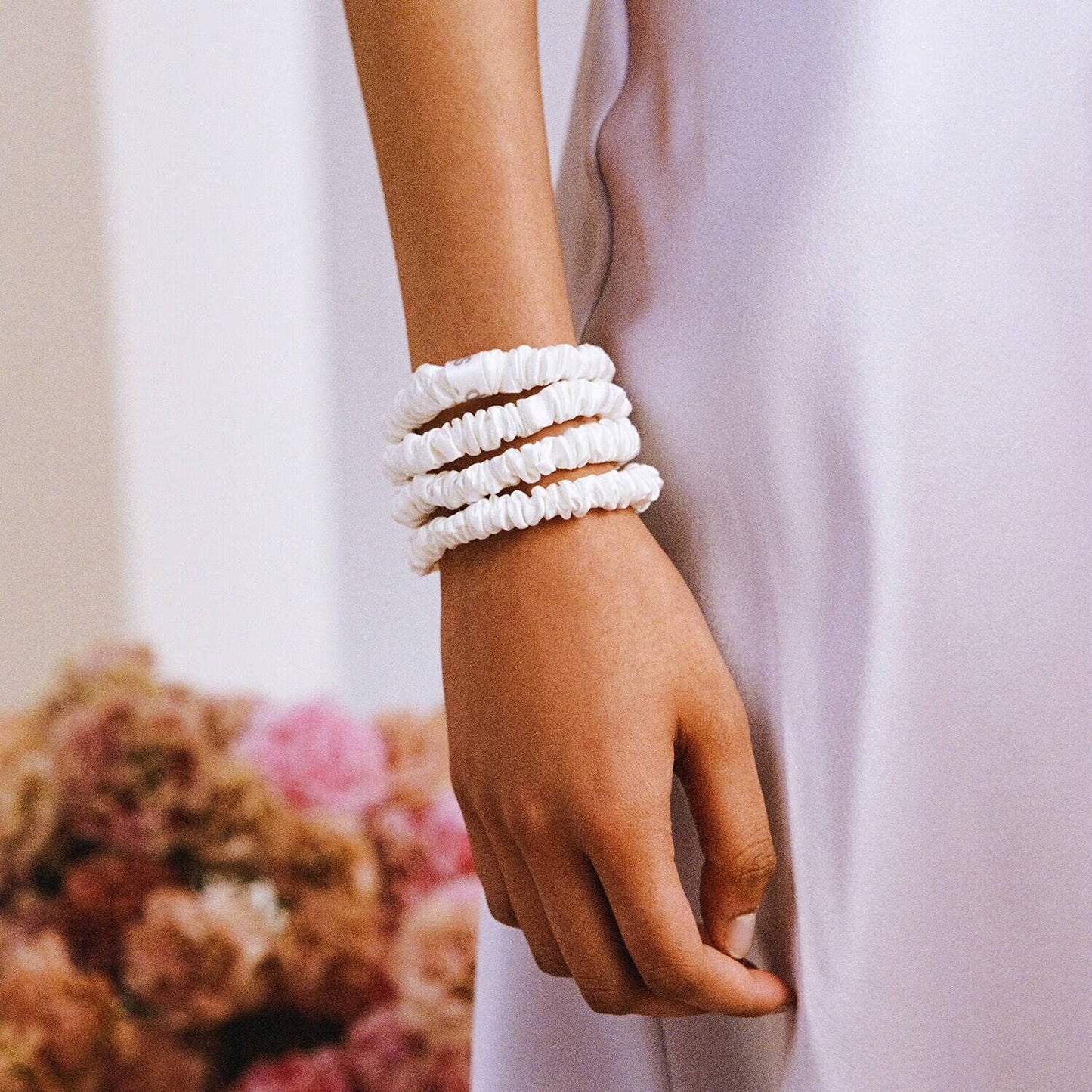 Slip Skinny Scrunchies - White