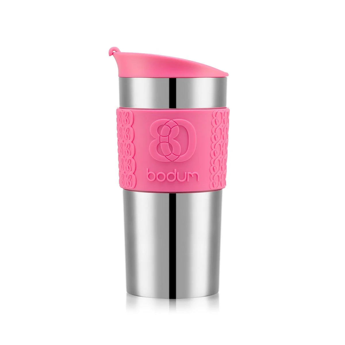 Bodum Vacuum Travel Mug in Pink and silver colour 