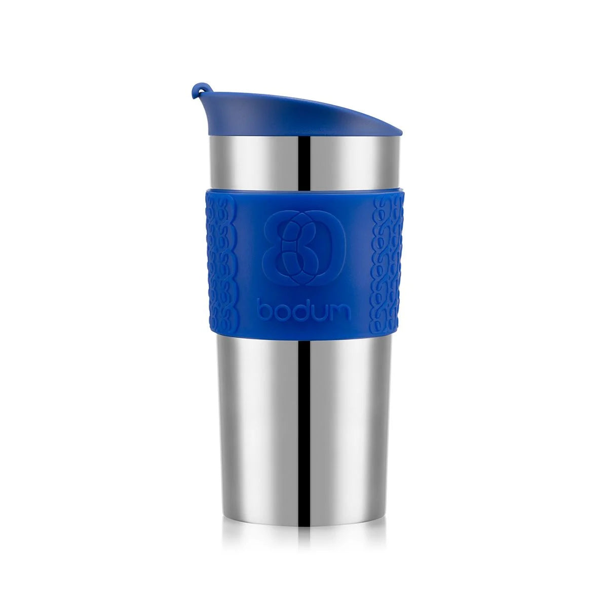 Bodum vacuum travel mug in 0.35l in blue and silver colour