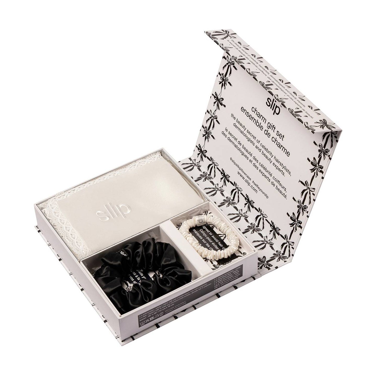 Slip Pure Silk Queen Gift Set with Lace Trim Charm (Value £137.50)