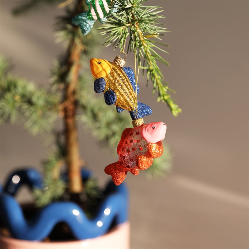 &Klevering Ornament Guppy Blue/Gold